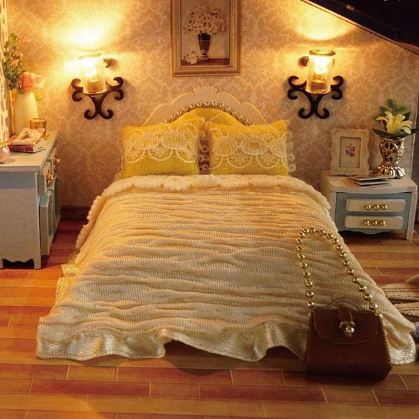 Two Tier Deck Dollhouse with Furnitures and LED Lights